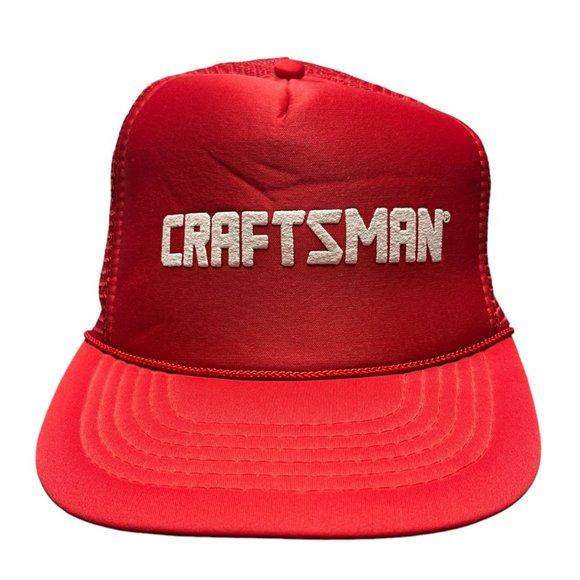 Vintage CRAFTSMAN‎ Red Hat Baseball Foam Trucker Mesh Snapback Hat - Picture 1 of 12